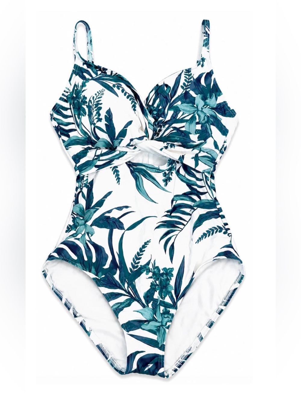 NWT SOMA PALM PERFECT COCONUT TWIST FRONT KEY HOLE ONE PIECE SWIMSUIT SZ 12